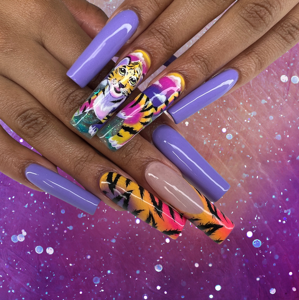 hand painted cartoon at lovepeacenails in charlotte, NC