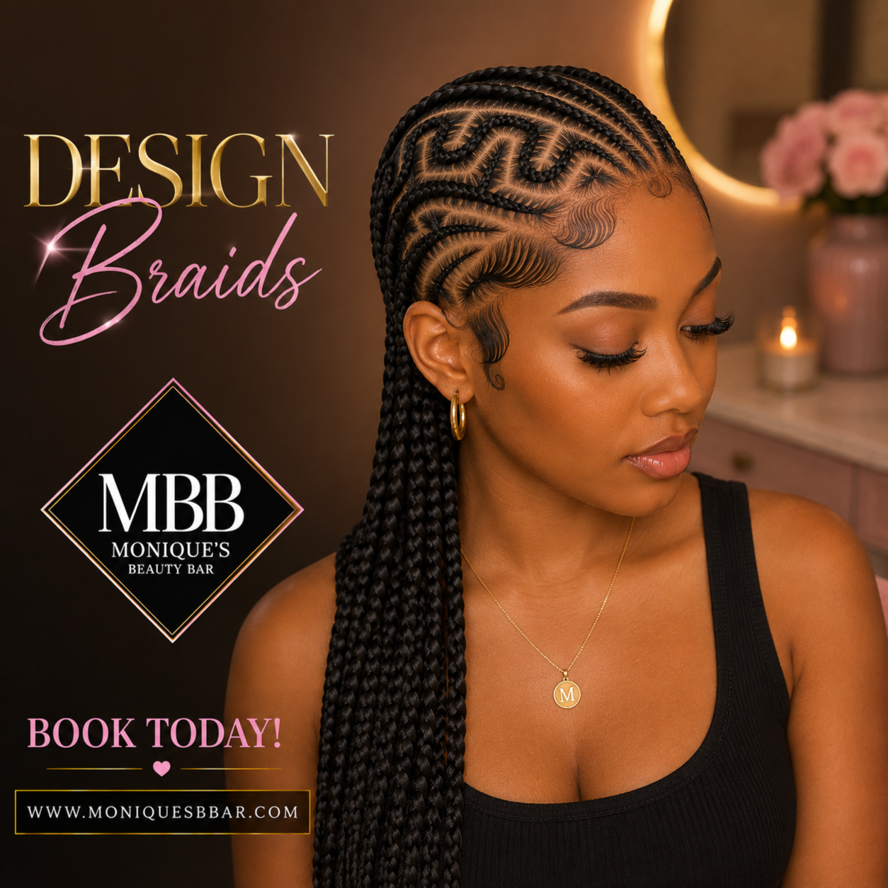 Design Braids at Monique's Beauty Bar in Charlotte, NC