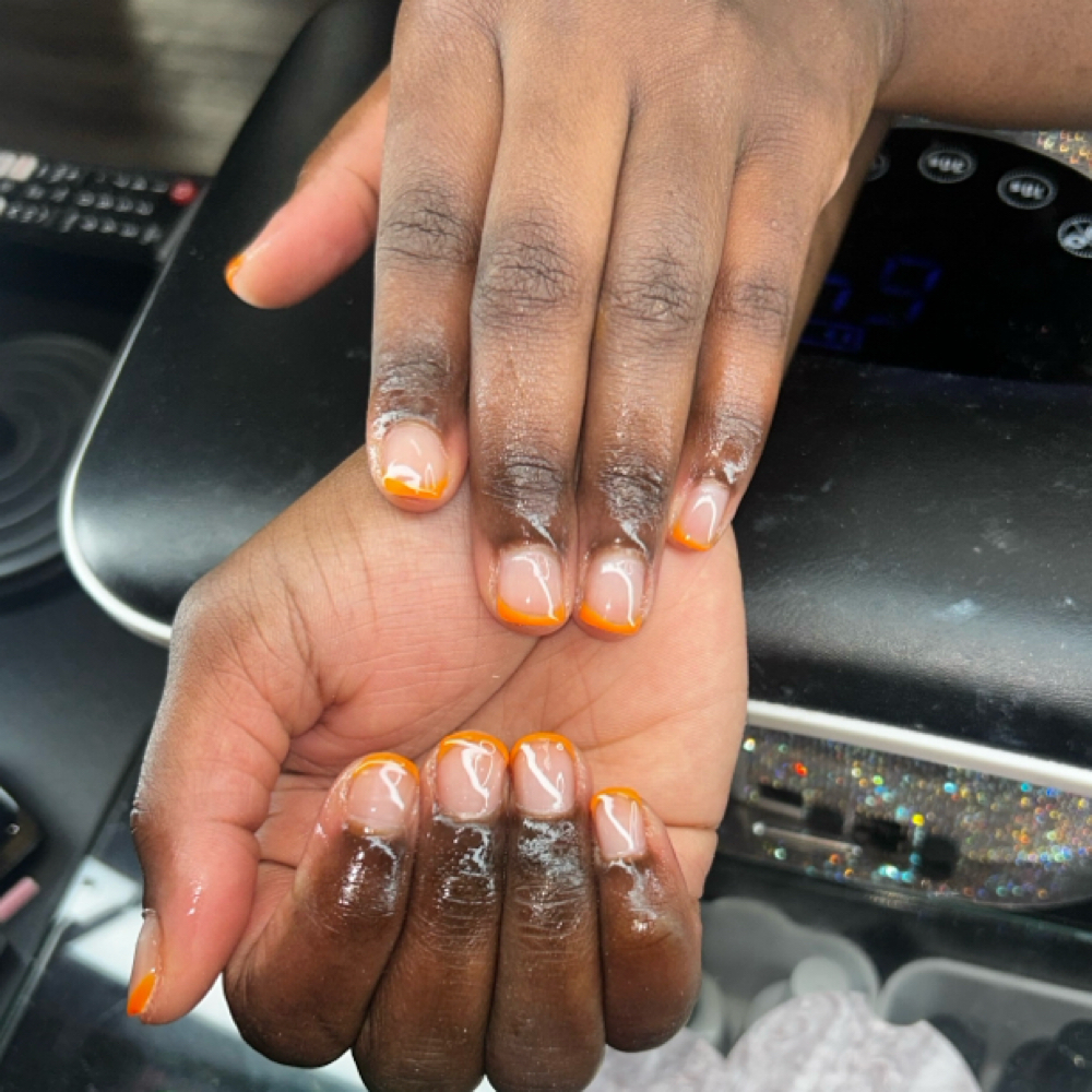 Natural French Tip Nails - Jamaica at Kè Luxè Beauty Bar in Louisville, KY