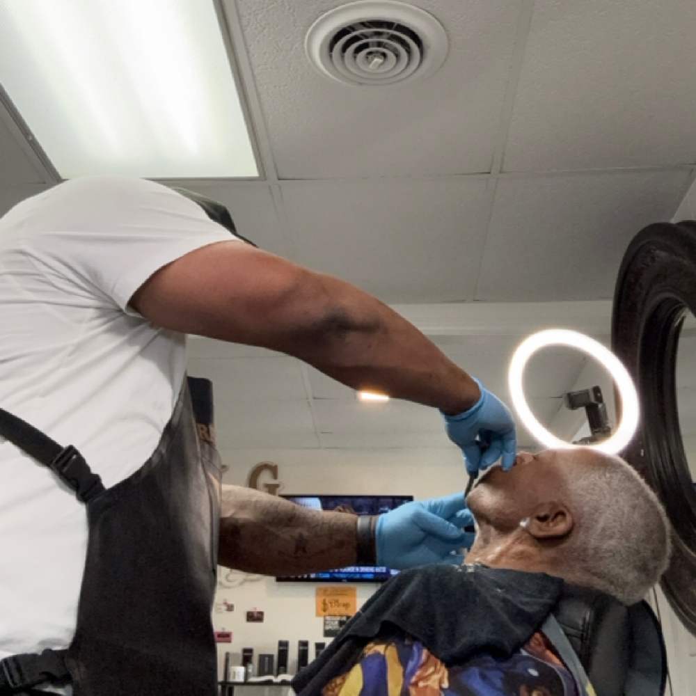 Neck shave and hot towel at Kingdom Kuttz Grooming in Rocky Mount, VA