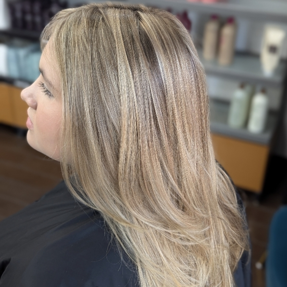 Full Highlight at Maddie Almond Hair in Burleson, TX