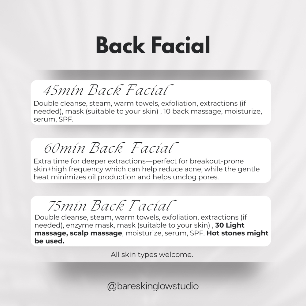 Back Facial at Bare Skin Glow Studio in Vacaville, CA