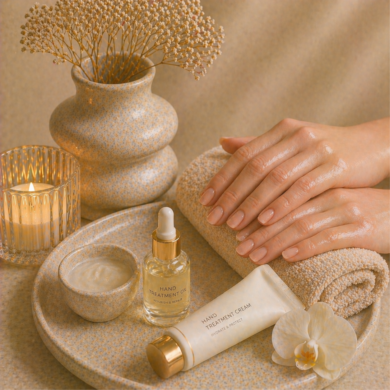 Hand treatment at Glow by Mitzi in Milford, CT