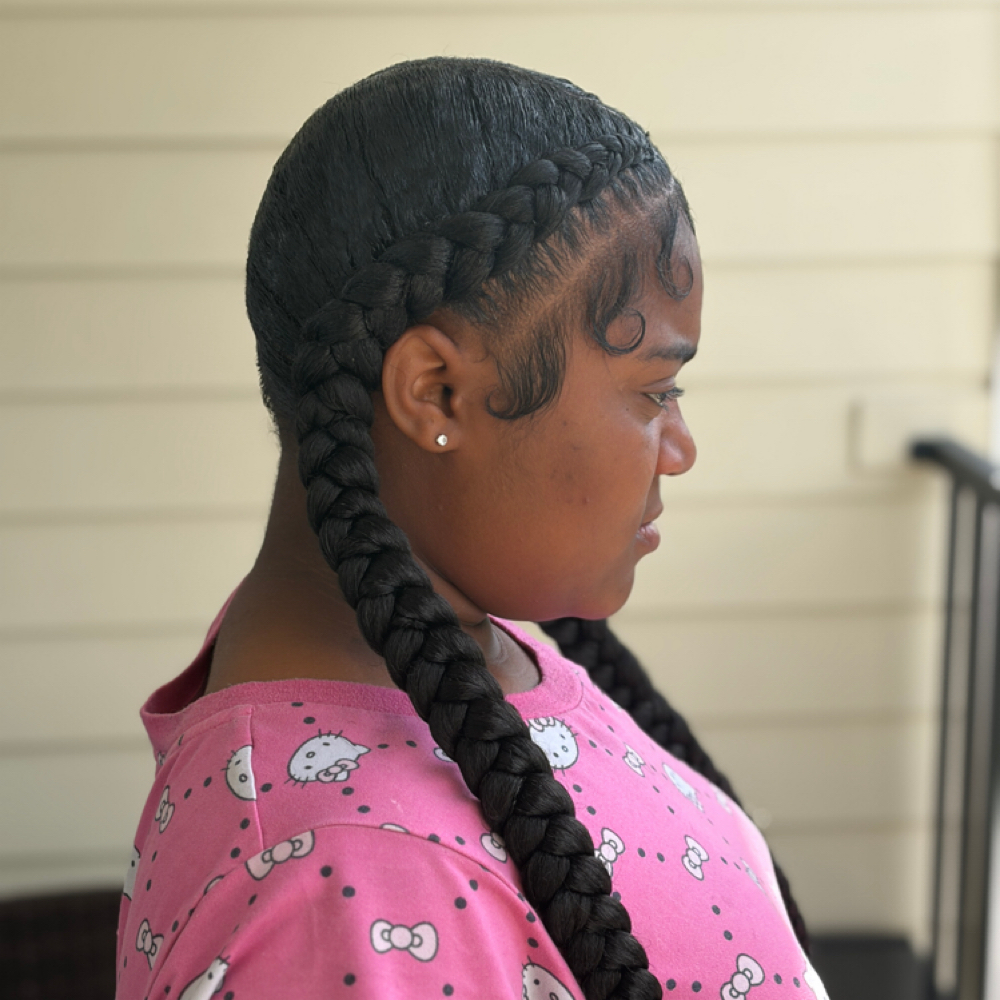 Two Feed-In Braids at Destiny's Crown Creations in Ashland, VA