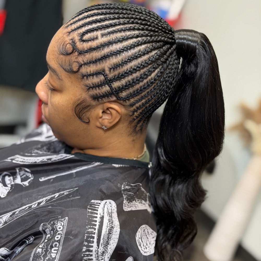 SMALL STITCH PONYTAIL W/TRACKS at MiracoaHandz in Norfolk, VA
