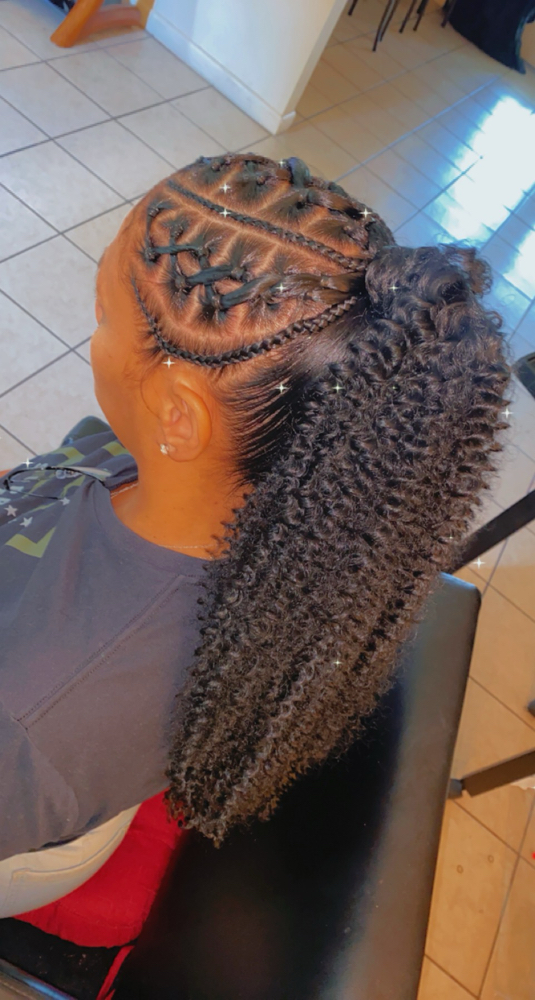 Top Front half (2-8) braids w/ponyt