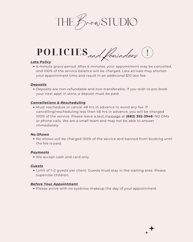 POLICIES Please read before booking