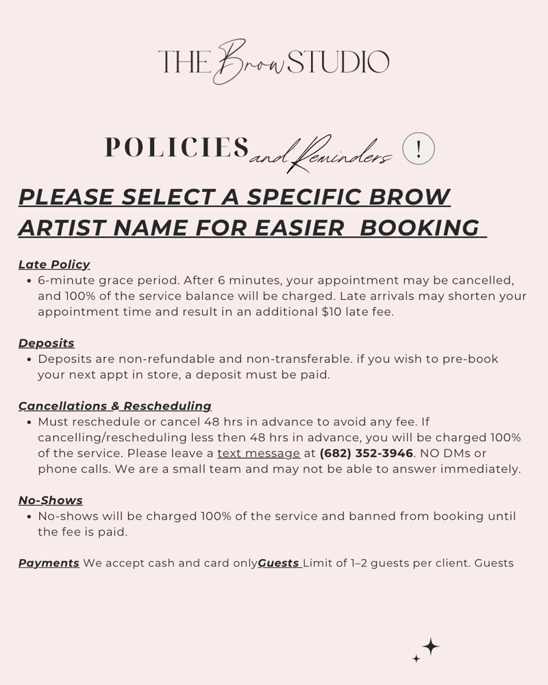 POLICIES Please read before booking