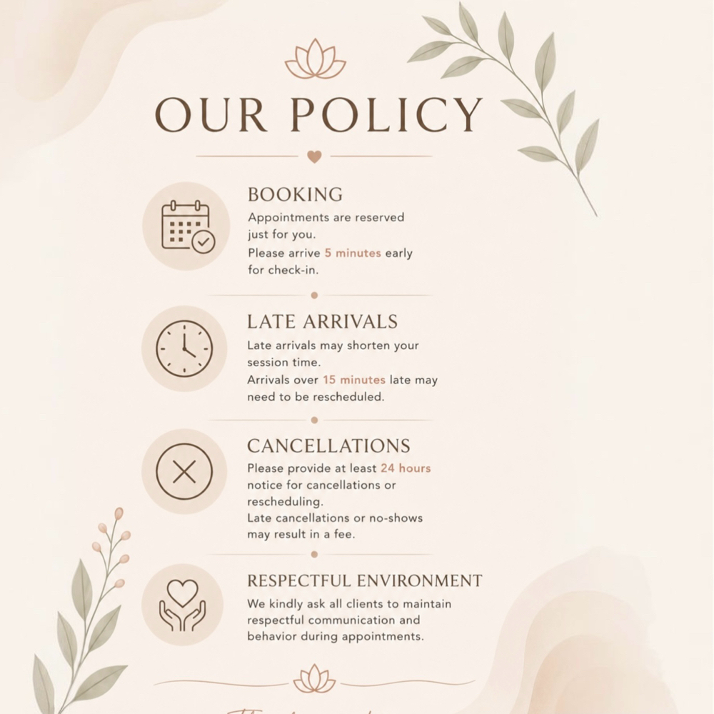 Our Policy at Pure Grace Massage in Smyrna, TN