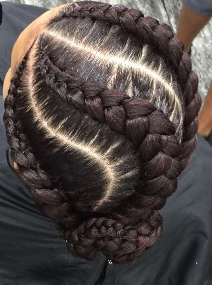 Three Feed In Braids And Bun