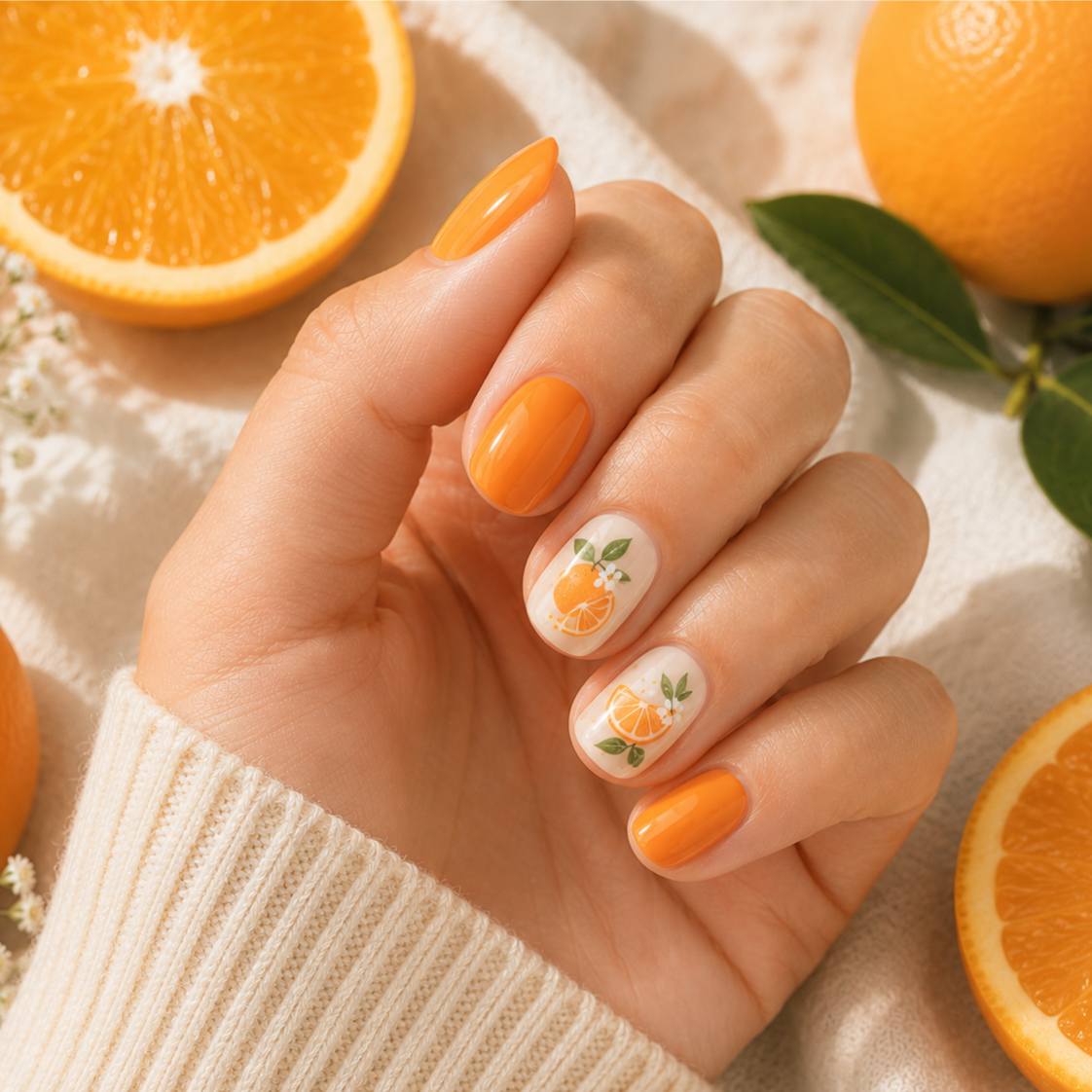 Orange Manicure at Martin Nails Corner in San Francisco, CA