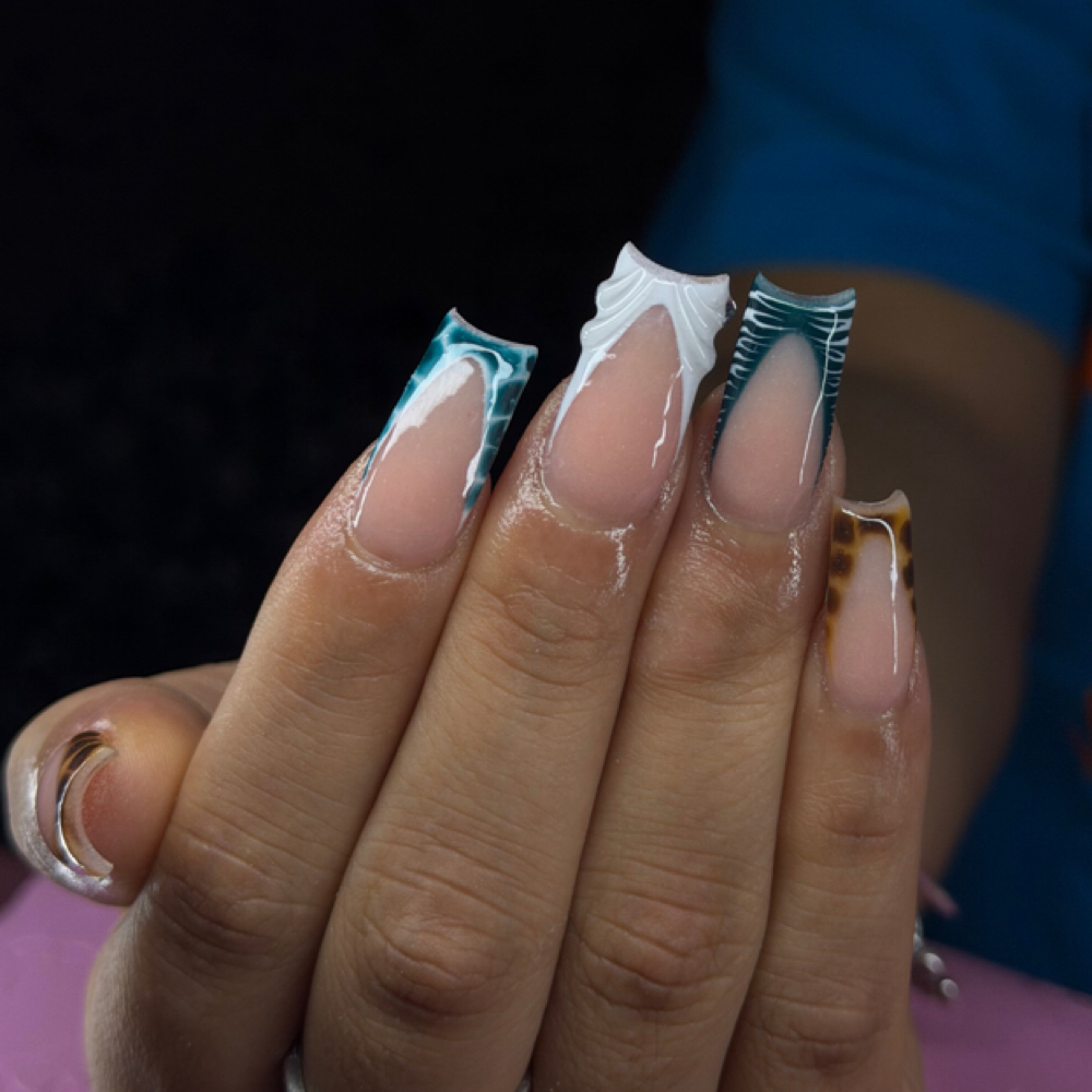 Basic French-tip **LONG** at GetslayedbyJewelz in San Antonio, TX