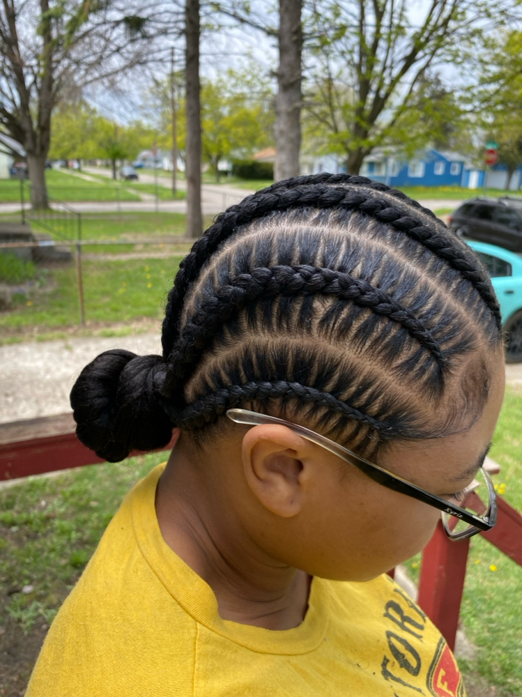6 Stitch Braids (bun) at The Hairapist Experience in Mount morris, MI