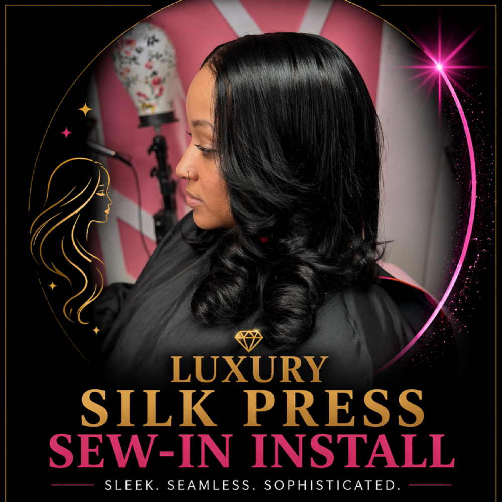 Luxury Silk Press Sew-In Install at Boss Savage Beauty in Muskegon Hts, MI