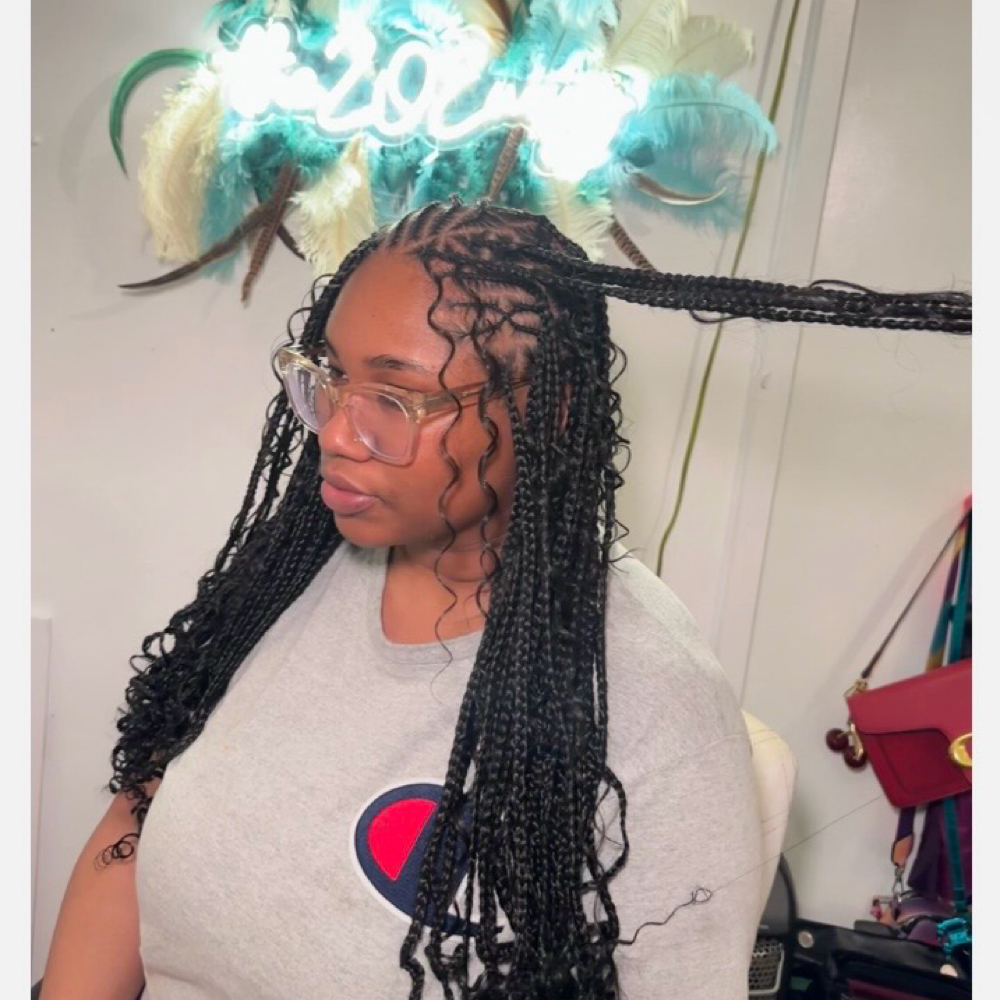 Tribal/Fulani Knotless: Butt Length at THEZOEWAYY in Park Forest, IL