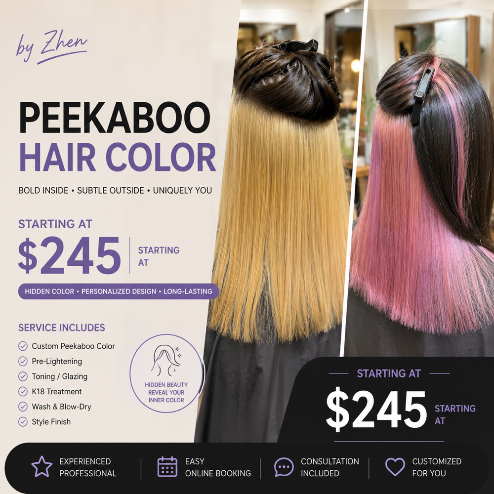 Peekaboo hair color at Zhen Hair & Beauty in Boston, MA