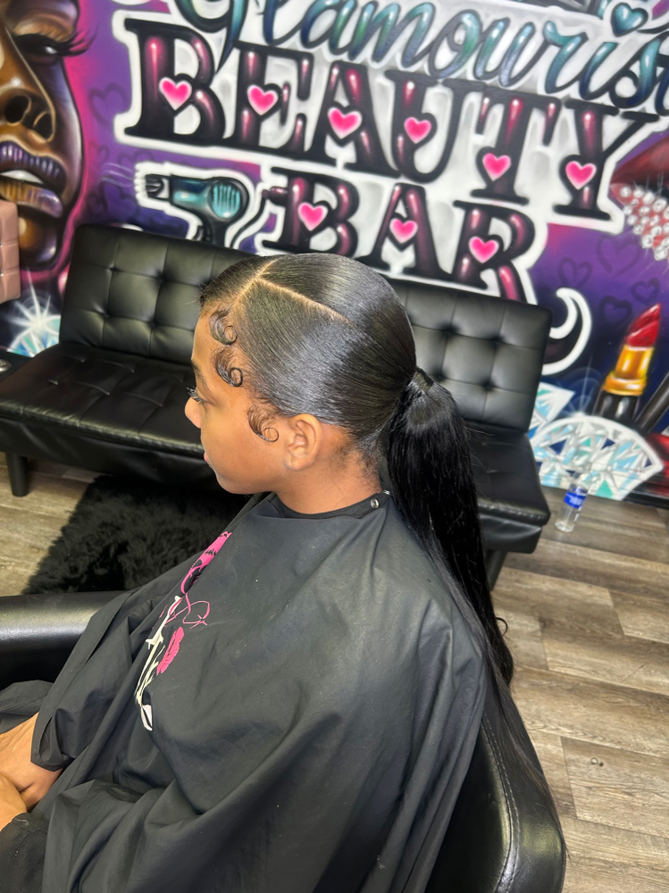 Sleek ponytail at Glamourist Beauty Bar in Bellflower, CA