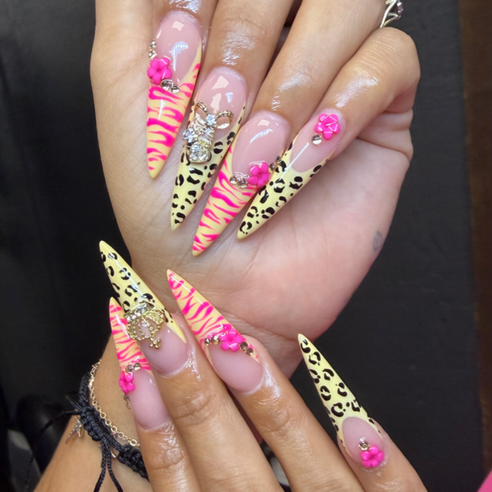 Long Acrylic Full Design at Nailed by Ro in Canton, TX