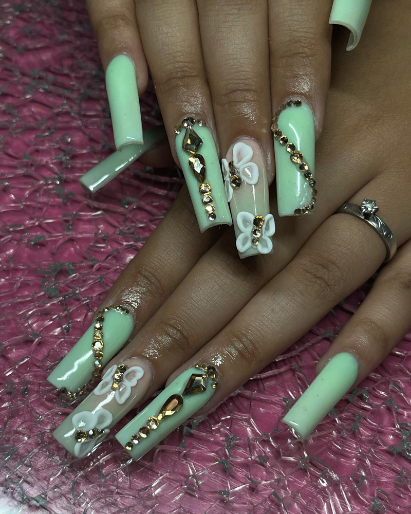 Long Acrylic Full Design at Nailed by Ro in Canton, TX