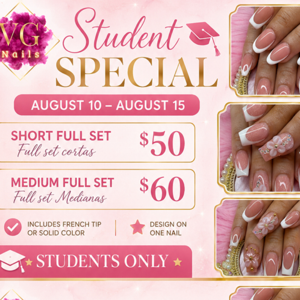 Student Special Short Set at VG Nails in SAN Antonio, TX