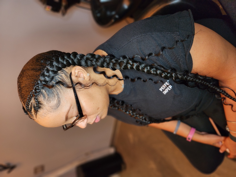 2 Braids W/Weave Shampoo/blow Dry