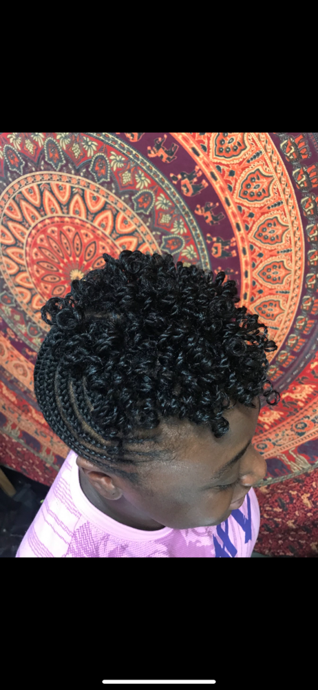 Cornrows With Two Strands & Curls at ChariseRenee’J Hands of A Goddess in Kettering, MD