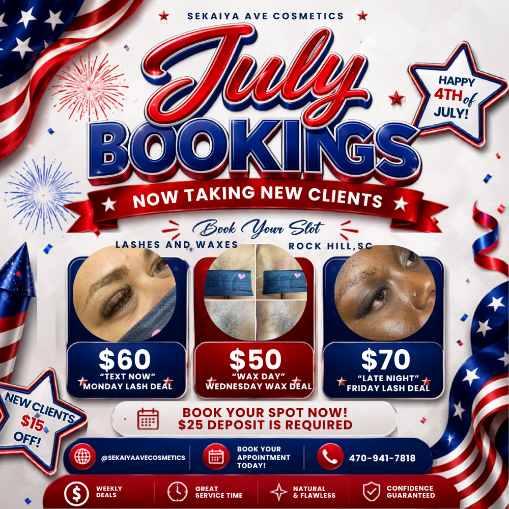 Lashes| Waxing Weekly Specials at SeKaiya Ave Cosmetics in Rock Hill, SC
