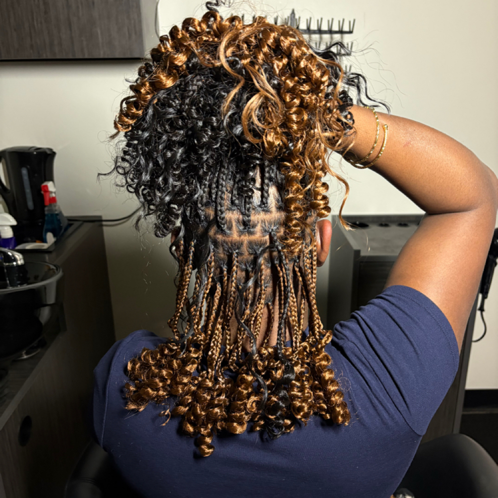 Small Boho Shoulder Length Knotless at The Braid Studio in Arlington Tx, TX