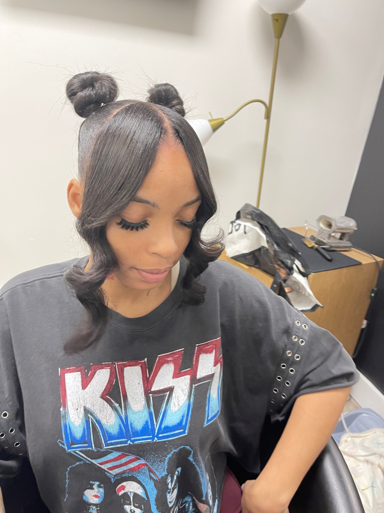 2 Buns And Bangs at Hair Styles By Madi in Oakpark, MI