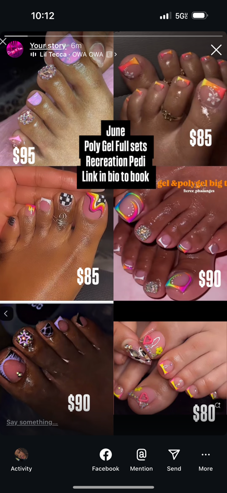 June Poly Gel Full Set Pedi($80-95)
