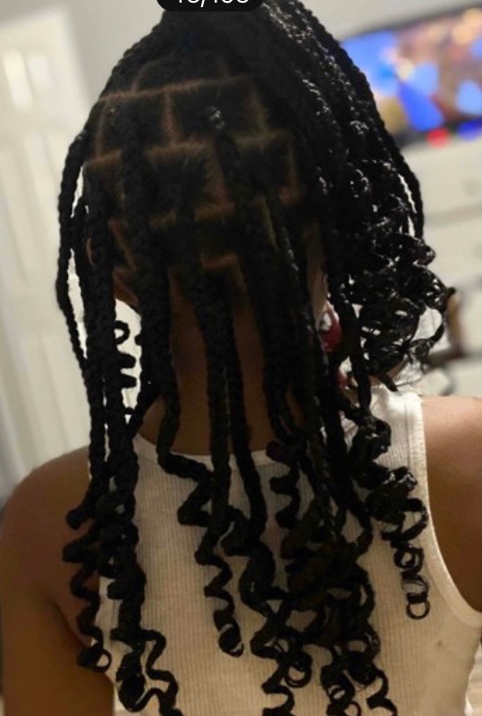 Midi Box Braids With Curly Ends