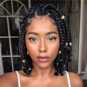 Small Round Bob Box Braids at Hollywood Soul Salon Ouchlesshairbraiding in San Diego, CA