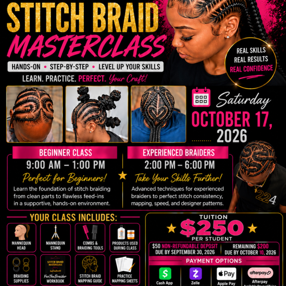 Stitch Braid Masterclass at Melanin Sweet LLC in Suffolk, VA