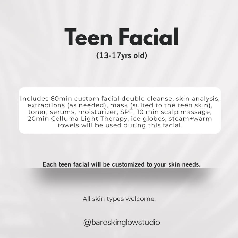 Teen Facial (13-17yrs) at Bare Skin Glow Studio in Vacaville, CA