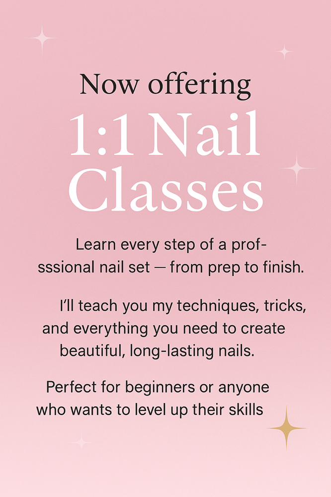 1:1 Nail Classes — $100/hour 💅✨ at The Pink Club in Raleigh, NC
