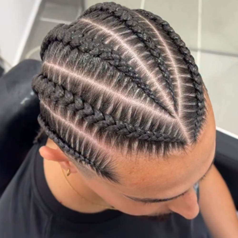 Straight Back Cornrows (Men) at Haus Of Kartel in Rochester, NY