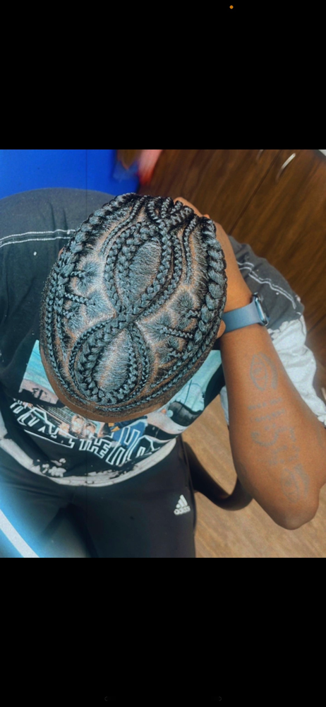 Mens Cornrows With Designs Top Only at Boobabe Braidn Bar in Oxon Hill, MD