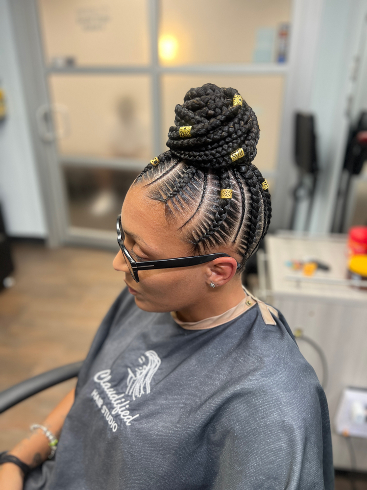 Feed-in braids (8-9)Ponytail