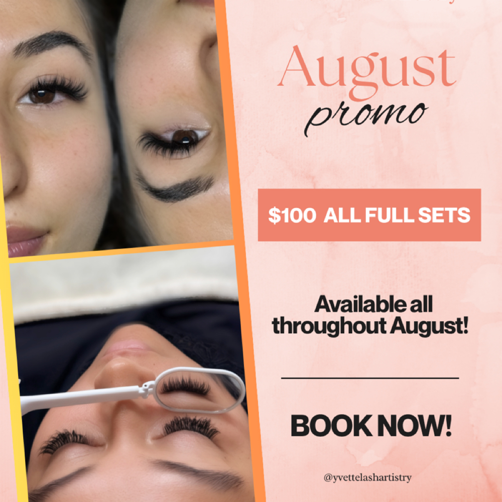 August Full Set Promo at Yvette Lash Artistry in Selma, TX