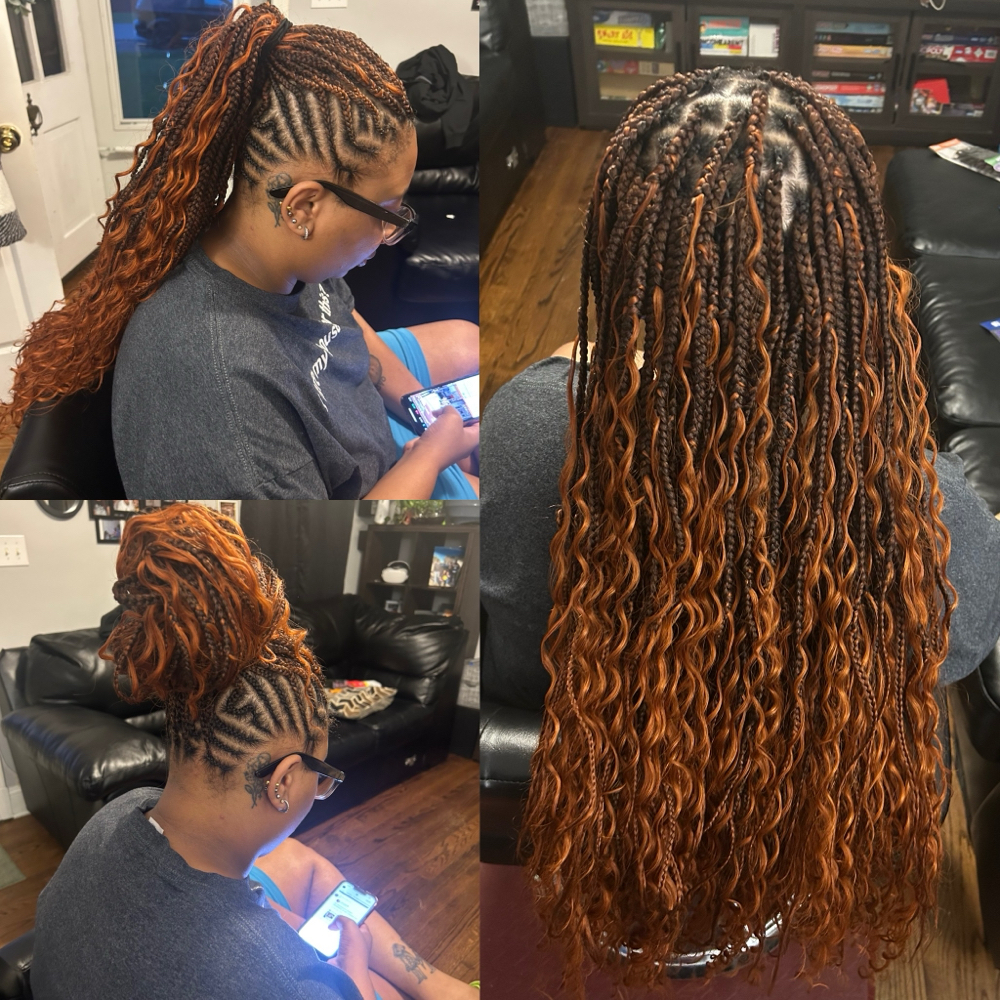 Boho Knotless Mohawk-human Curls