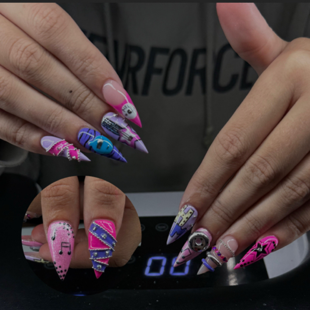 long acrylic set at HIGH MAINTENANCE HABITS SALON + LOUNGE in Aurora, IN