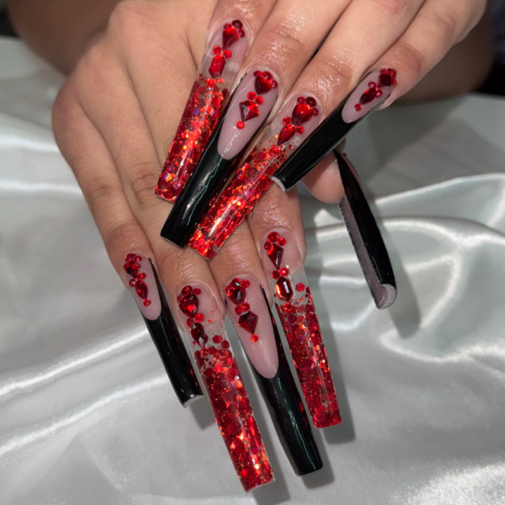 3X Long Set W/ Designs at Nails By Mari ✨ in San Antonio, TX