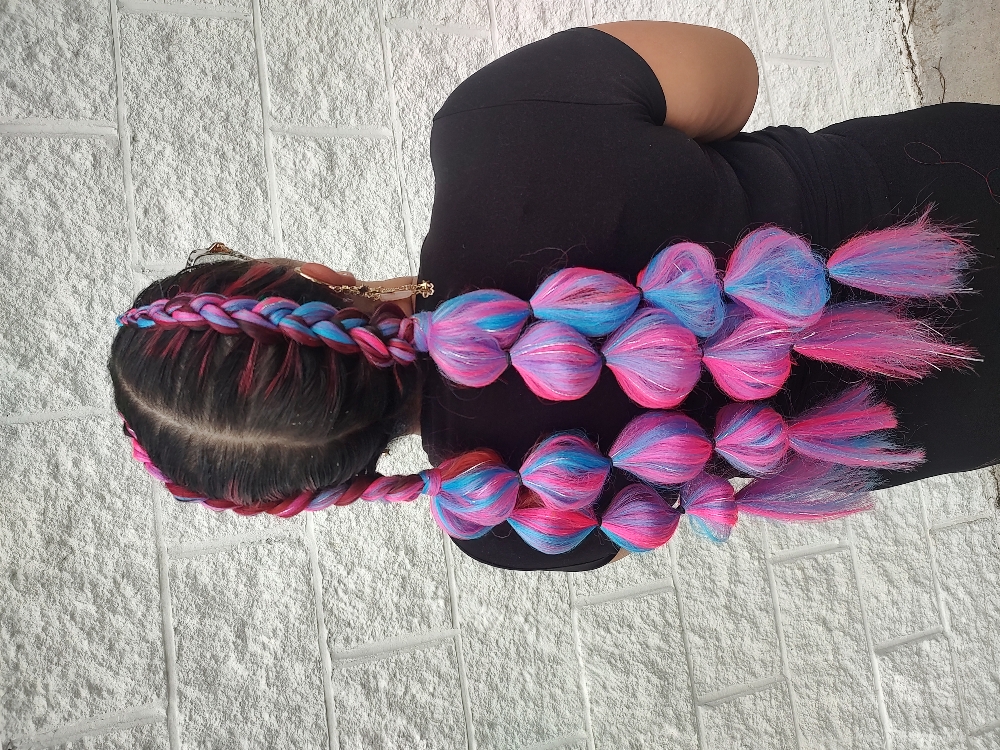Dutch Braids Into Bubble 4 Strands