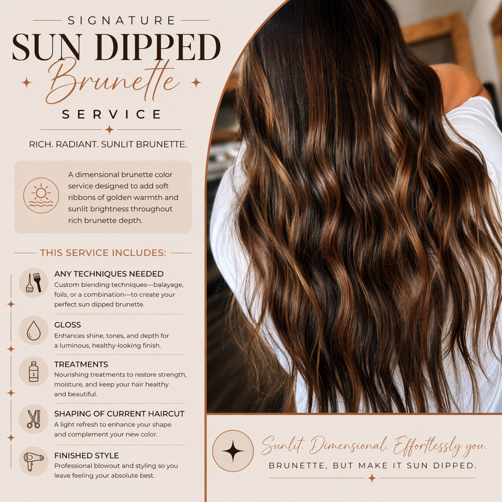 Sun Dipped Brunette at Rachel Nyce Hair in Cleveland, TN