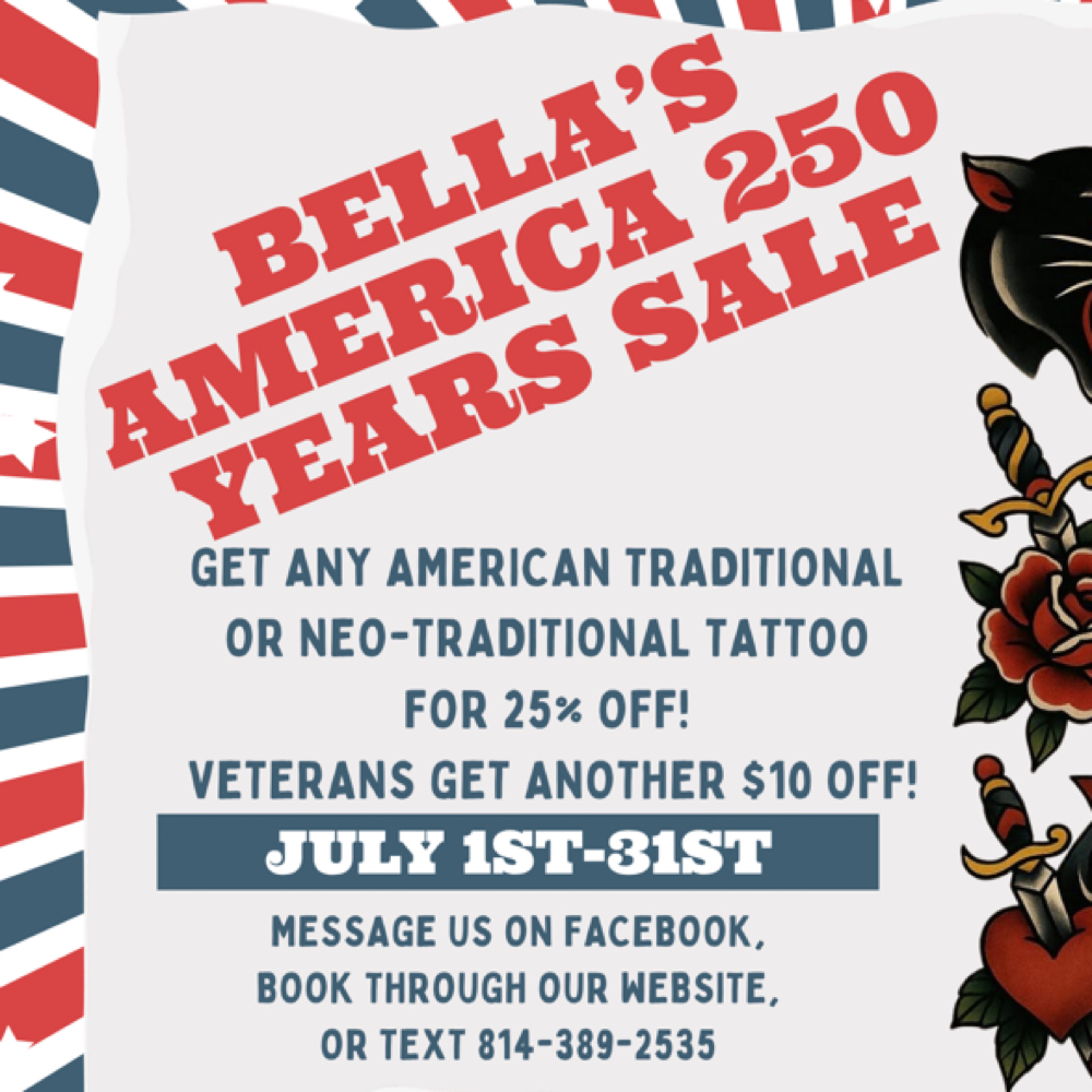 America 250 Sale (JULY ONLY) at Inked Garden LLC in Johnsonburg, PA