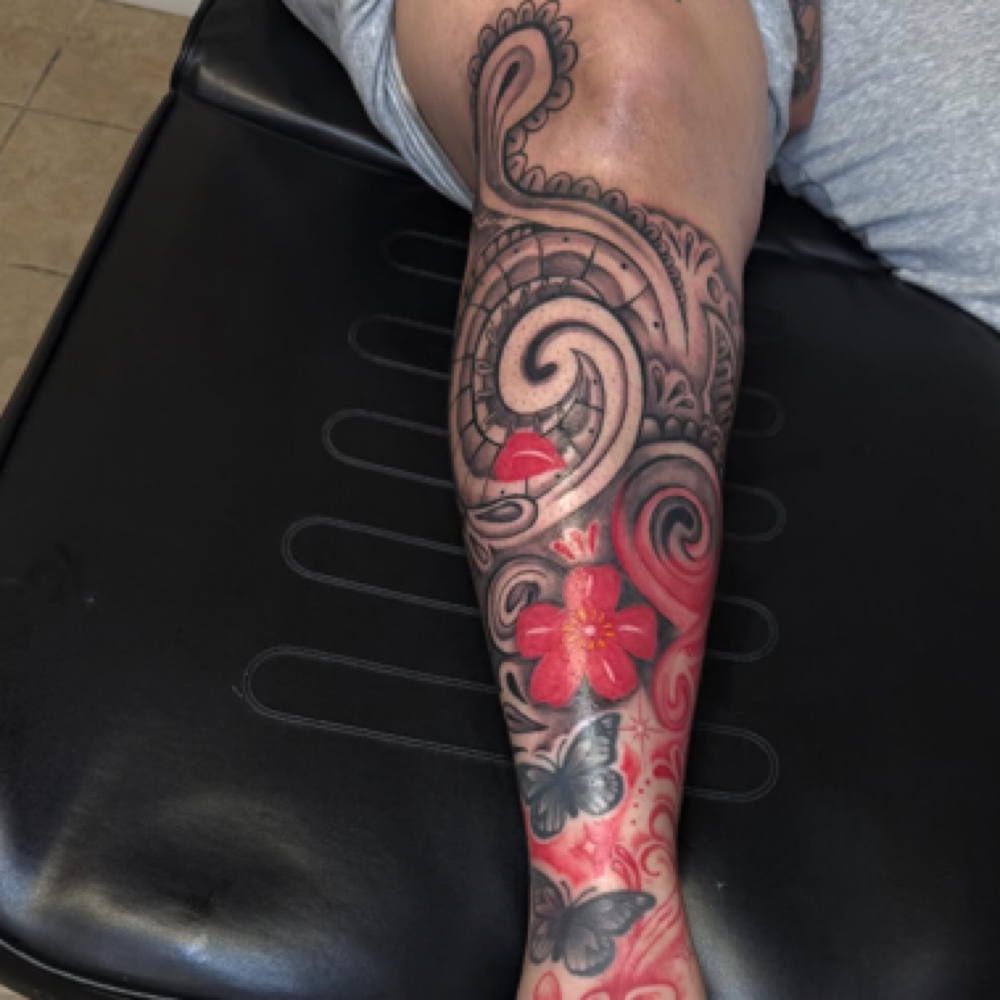 Quarter calf sleeve at Rilla Tatted it in fayetteville, NC