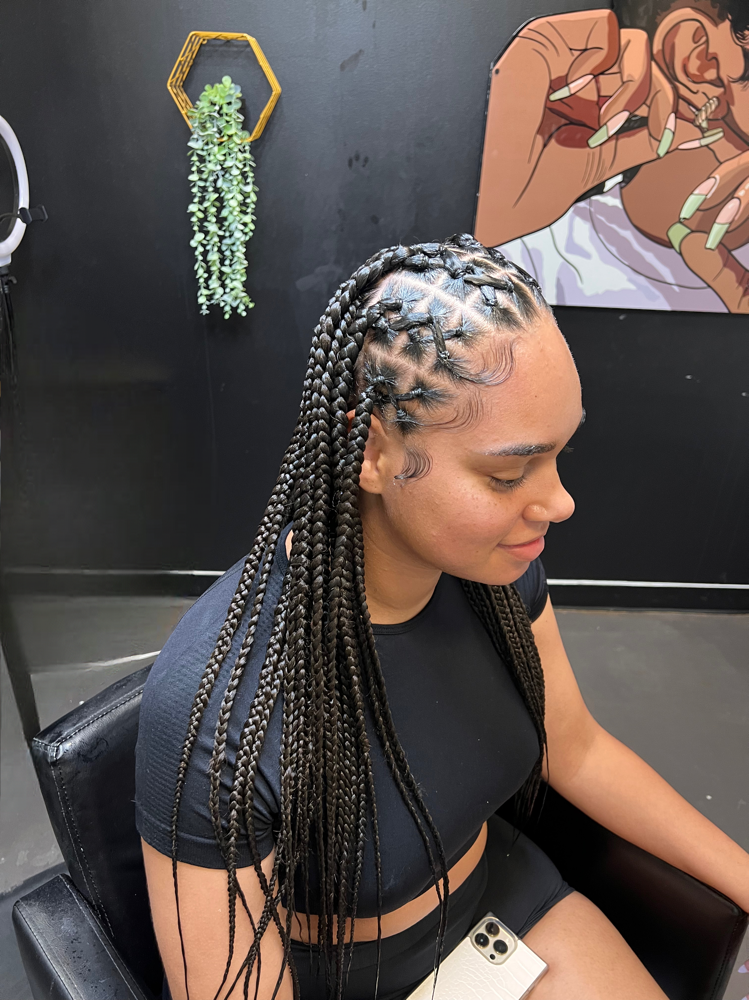 Large Layer w/Box Braids at HairTechNiquee in Dallas, TX