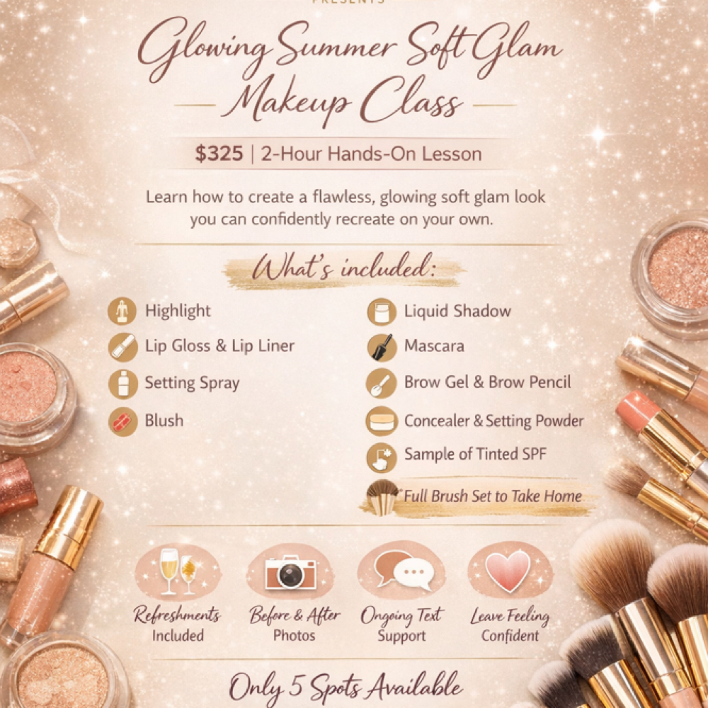 Makeup Class March 31 5-7pm at Glow Esthetics LLC in Flat Rock, MI