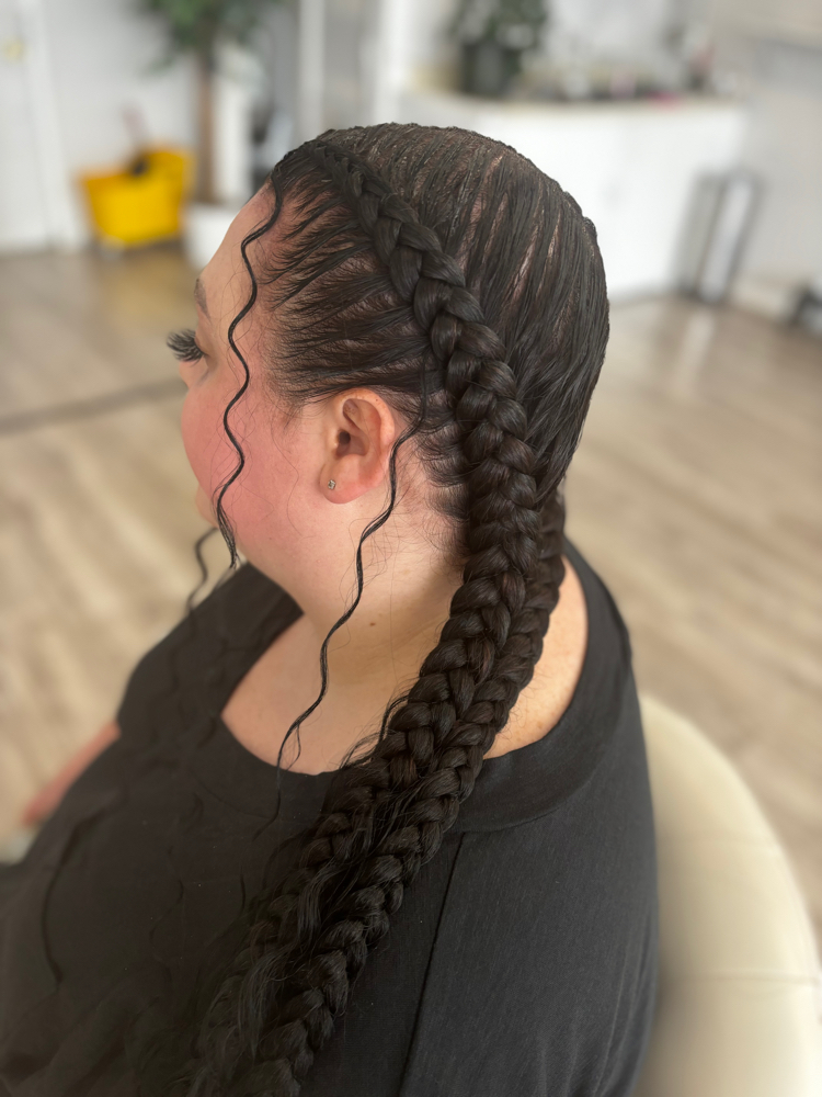 2 Stitch Braids W/ Added Hair