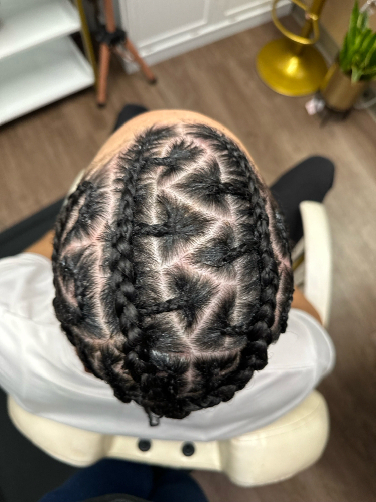 cornrows with designs (half a head)